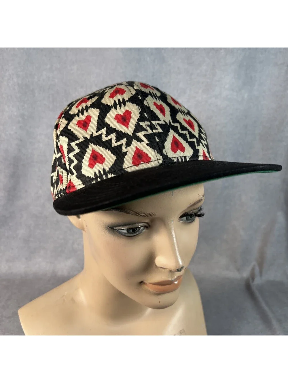 Chuck Originals Baseball Cap With Black, Cream & Red  Love Heart Design 1032-1O